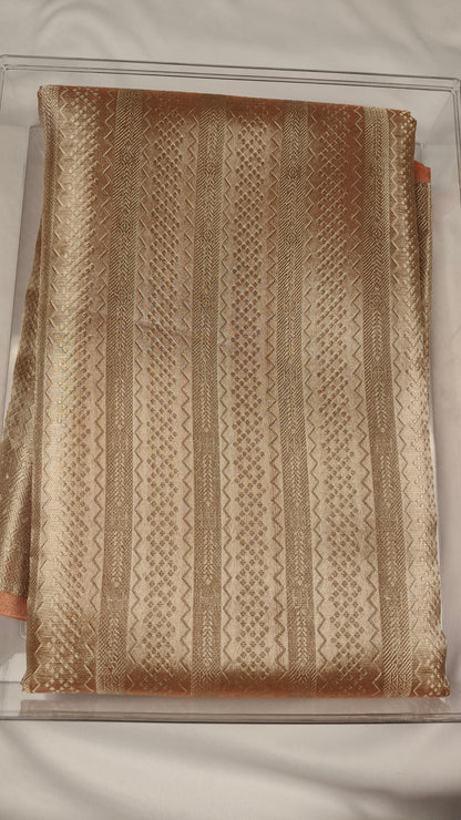 Pink & Yellow Crush Tissue Saree