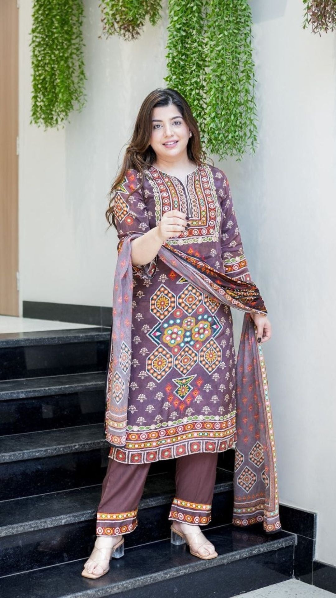 Embroidered Silk Kurta Pant Dupatta Set for Women