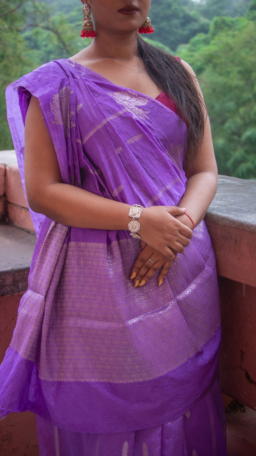 Lavender Semi Raw Mango Katan Silk Saree