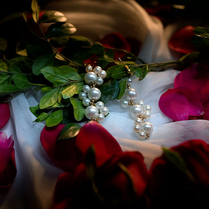 White Pearl Snake Earrings & Bracelet Set