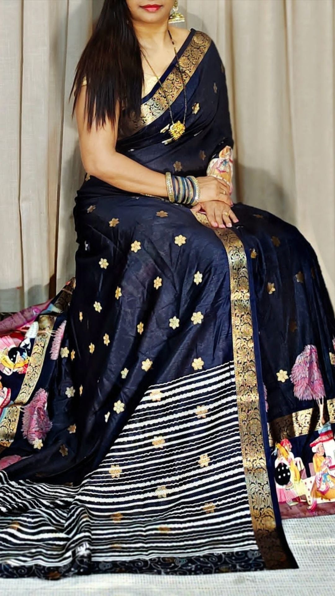 Dola Silk Saree with Colorful Butti Design & Bentex Border