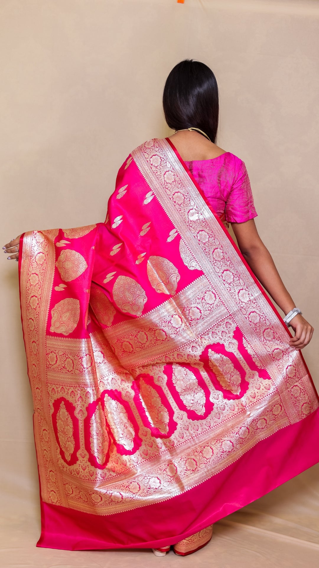 Gulabi Banarasi Katan Silk Saree
