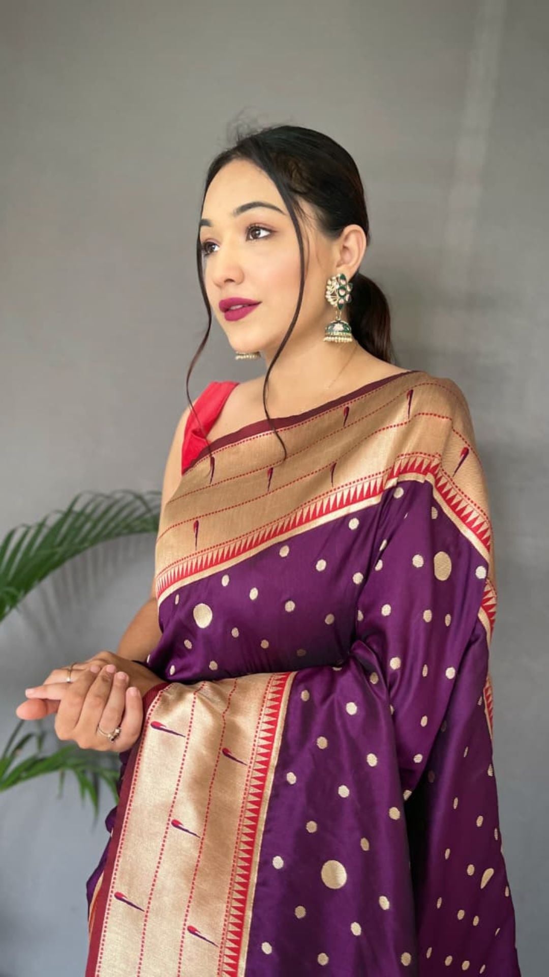 Wine Purple Paithani Soft Silk Saree