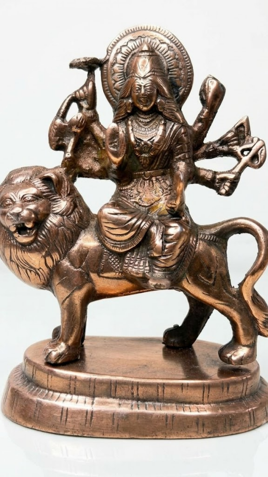 Antique Brass Maa Durga Idol with Lion – Elegant Traditional Pooja & Home Décor