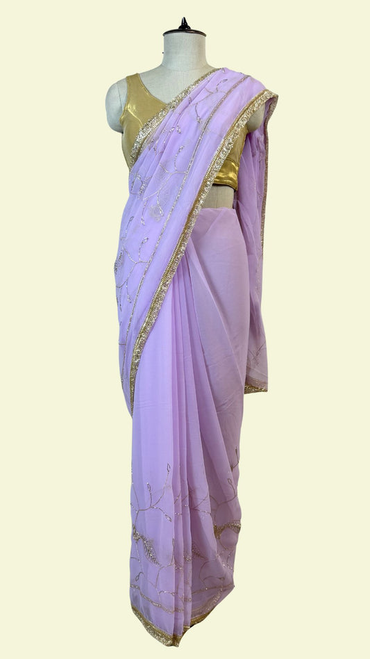 Lavender Chiffon Saree for Women