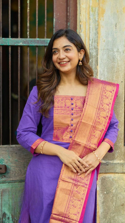 Royal Banarasi Suit Set with Zari Dupatta