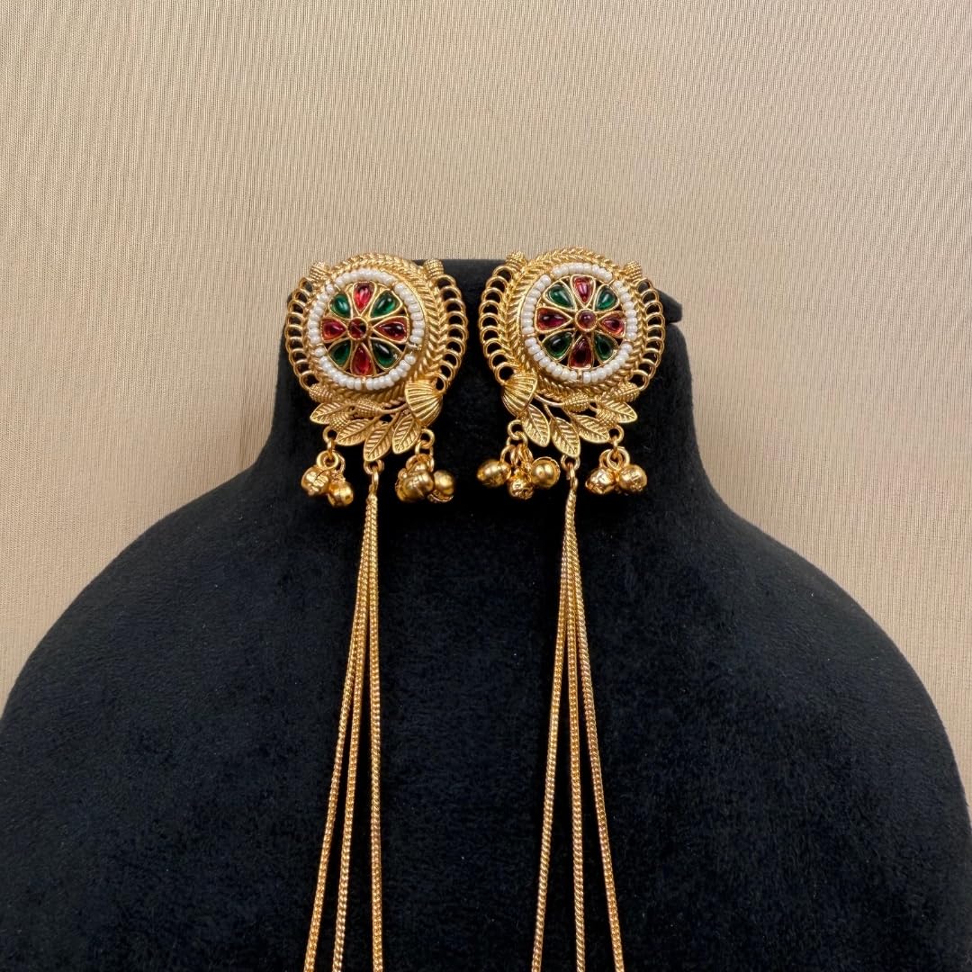 Kashmiri Gold-Plated Ghungroo Tassel Drops
