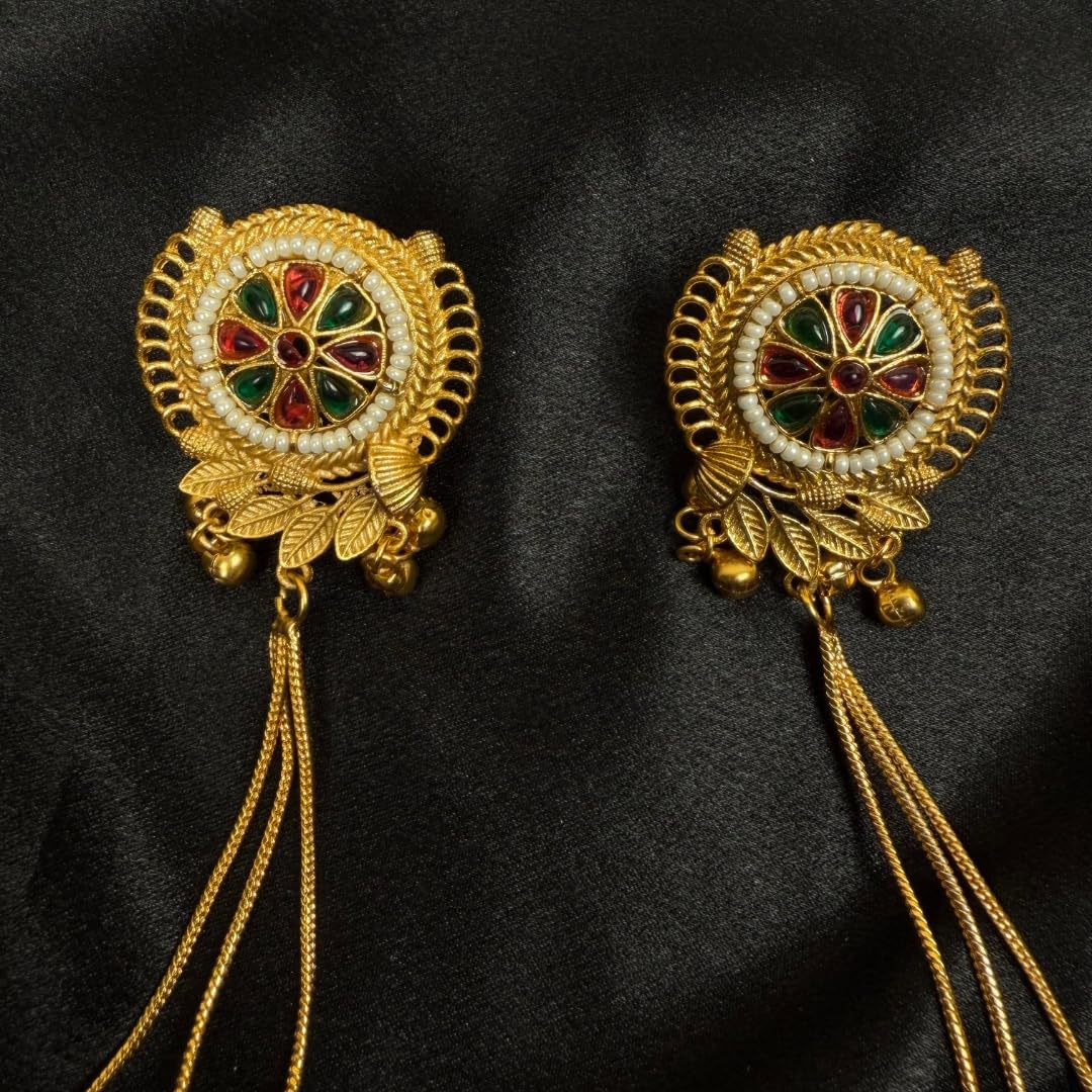 Kashmiri Gold-Plated Ghungroo Tassel Drops