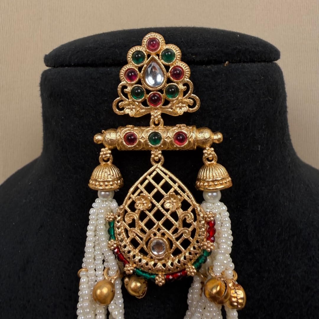 Kashmiri Peacock Multicolor Earrings with White Beads