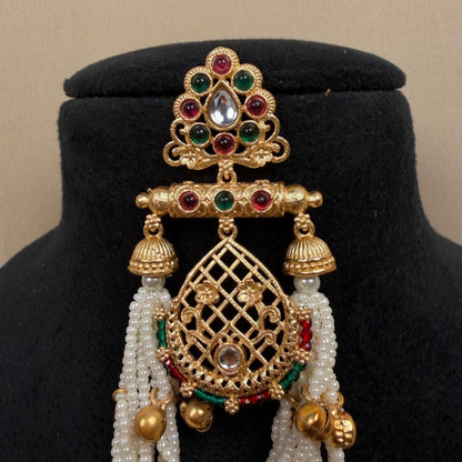 Kashmiri Peacock Multicolor Earrings with White Beads