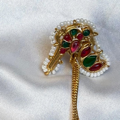 Traditional Kashmiri Long Chain Jhumka Earrings with Delicate Brass Bell Clusters