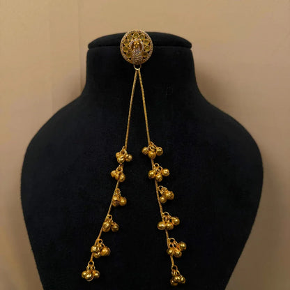 Gold-Tone Peacock Earrings with Long Chain Tassels