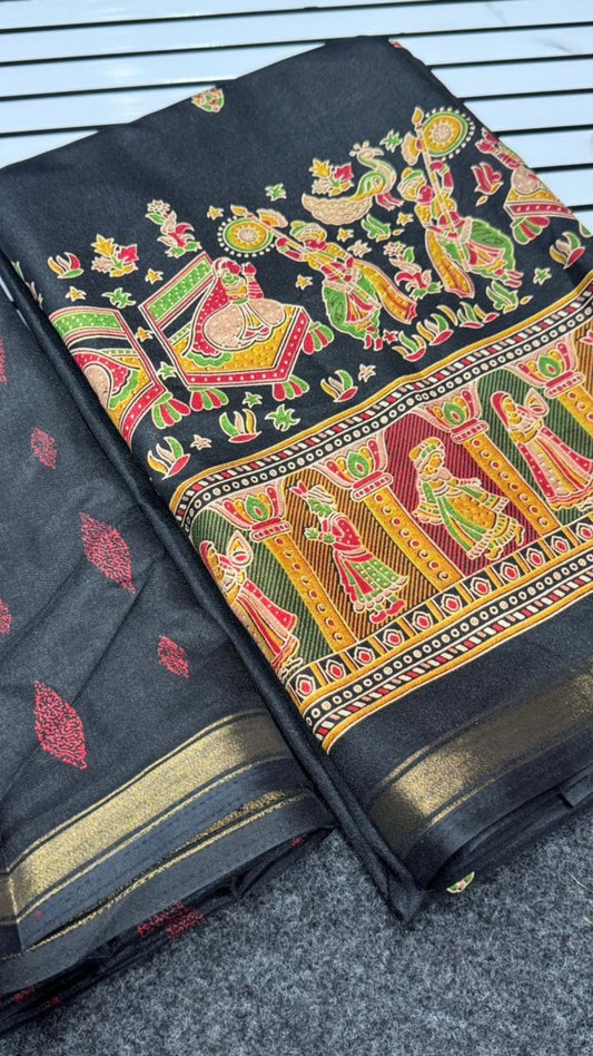 Black Russian Dola Silk Saree