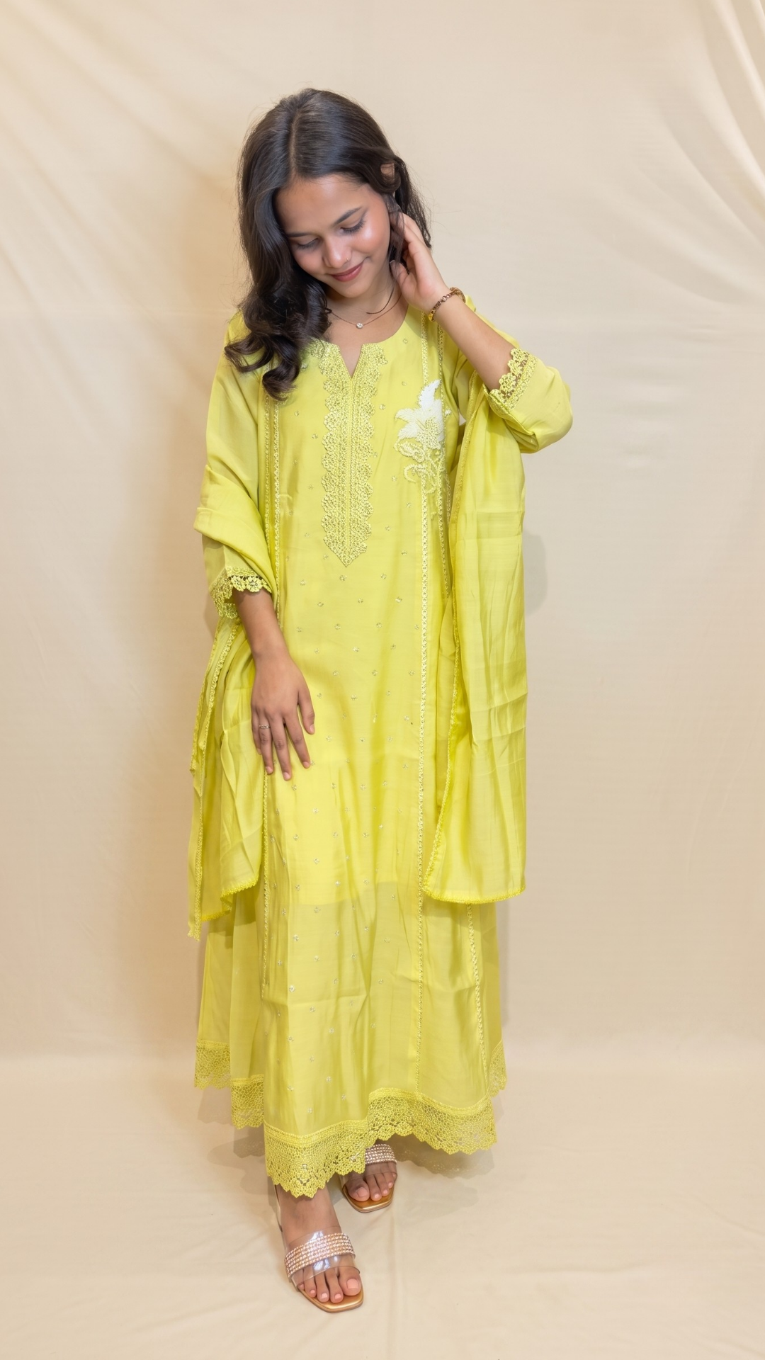 The Radiant Yellow Floral Embroidered Suit Set