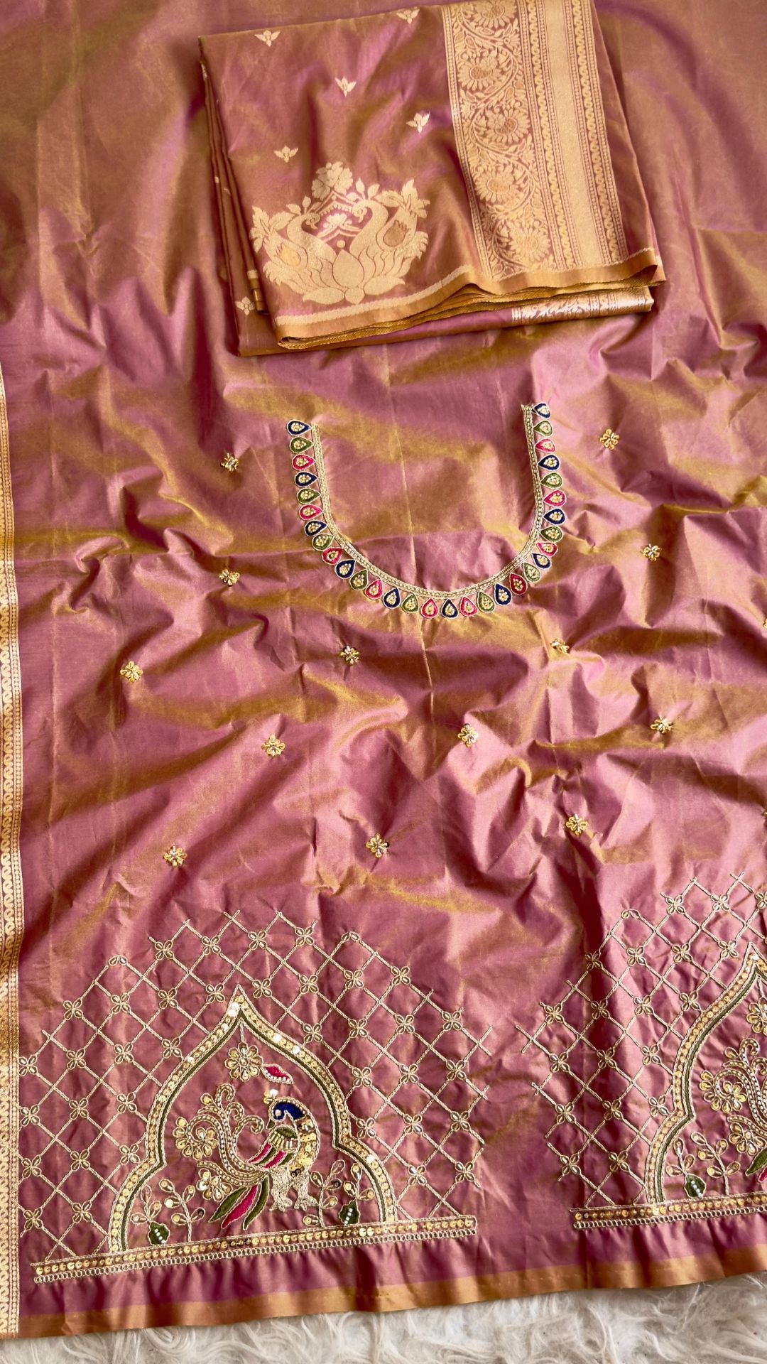 Royal Paithani Silk Saree with Vibrant Heavy Aari Work Blouse