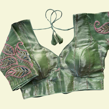 Mint Green Multi-Sequence Paisley Designer Blouse