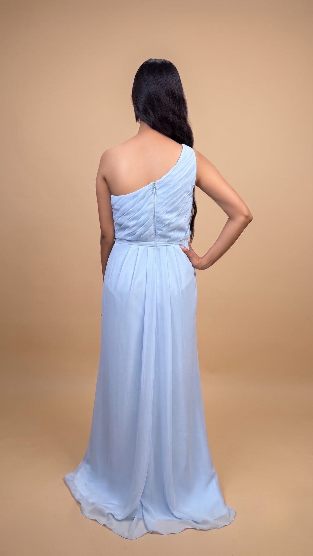 Banarashe Women’s Light Blue One-Shoulder Maxi Dress