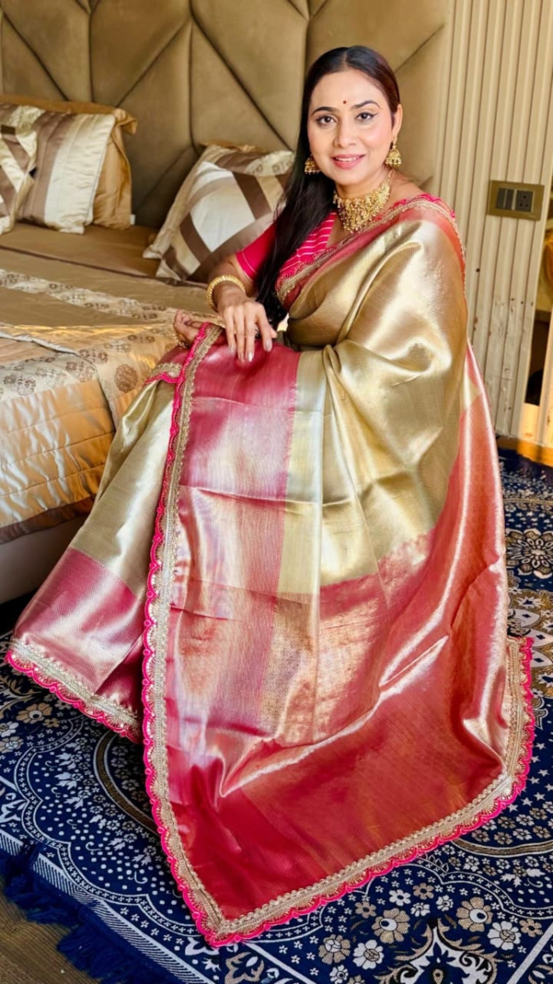 Red Glow Premium Banarasi Tissue Silk Saree