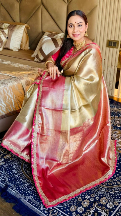 Red Glow Premium Banarasi Tissue Silk Saree