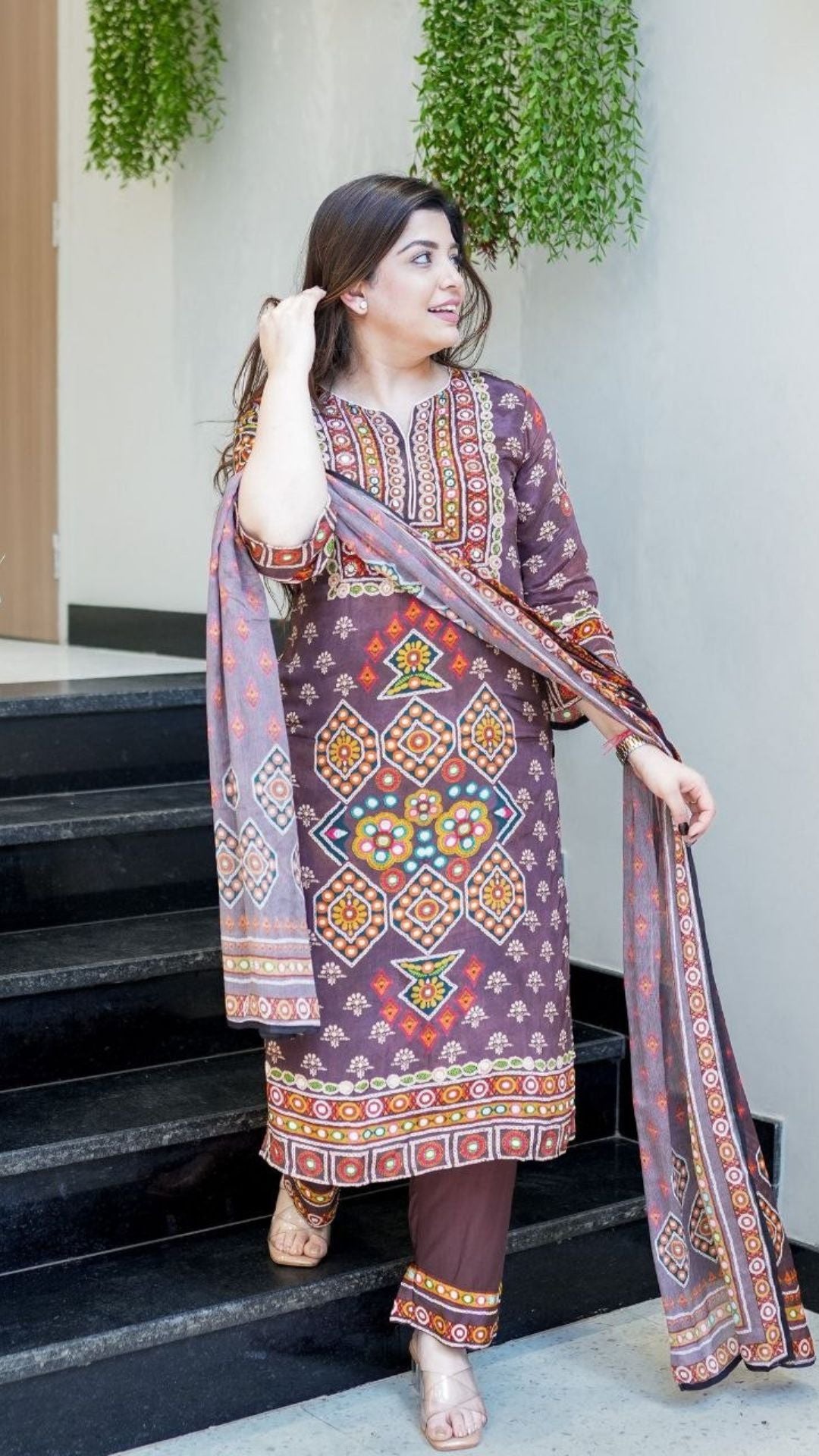 Embroidered Silk Kurta Pant Dupatta Set for Women