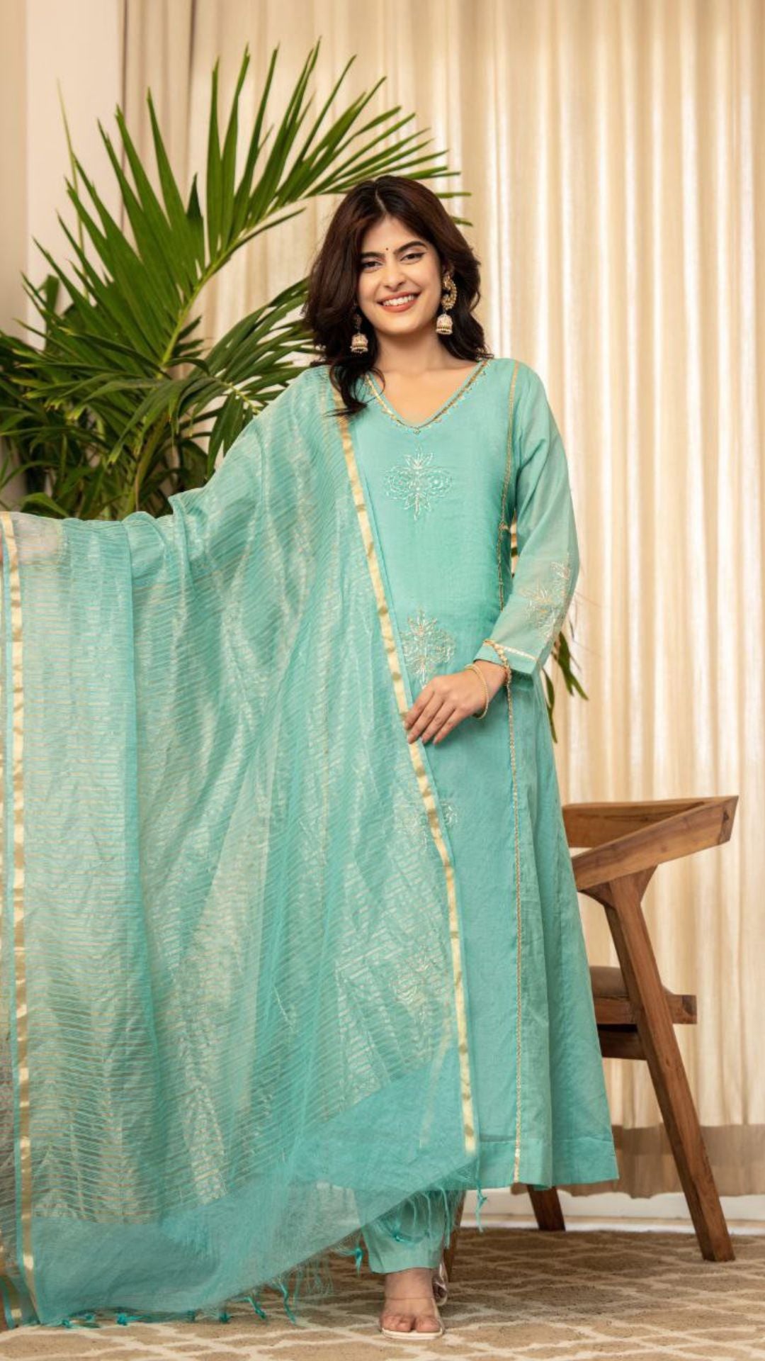 Premium Mul Chanderi Embroidered Suit Set