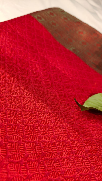 Vasanta Katan Silk Saree – A Celebration in Rust & Teal