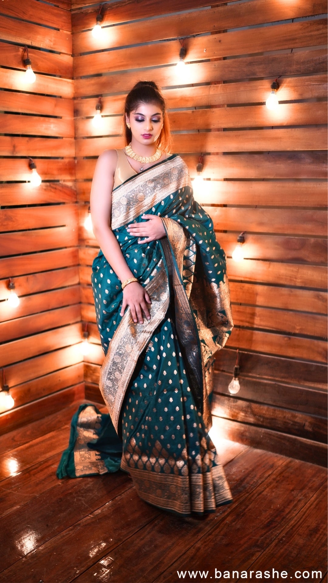 Turkish Blue Pure Katan Silk Banarasi Saree