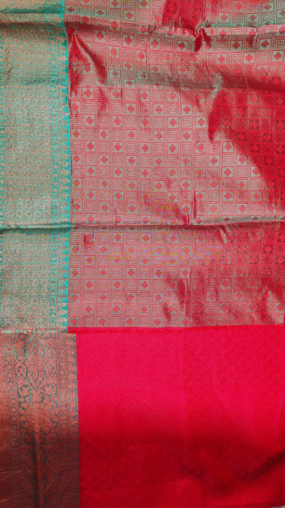 Vasanta Katan Silk Saree – A Celebration in Rust & Teal