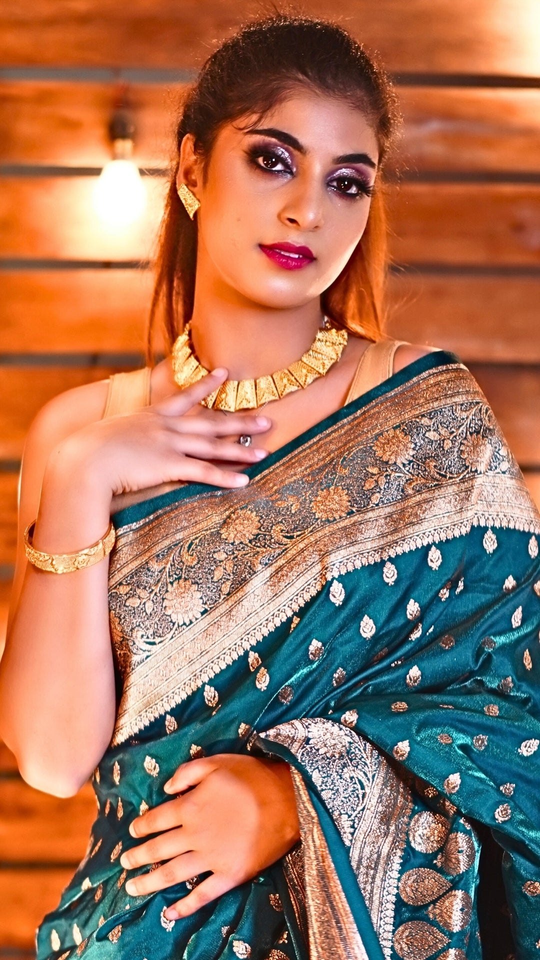 Turkish Blue Pure Katan Silk Banarasi Saree
