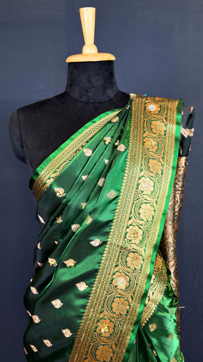 Green Tissue Ghungroo Mirror Work Saree