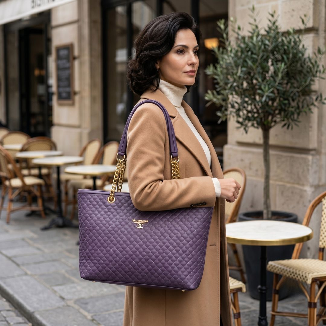 Lavender Quilted Luxury Tote Bag