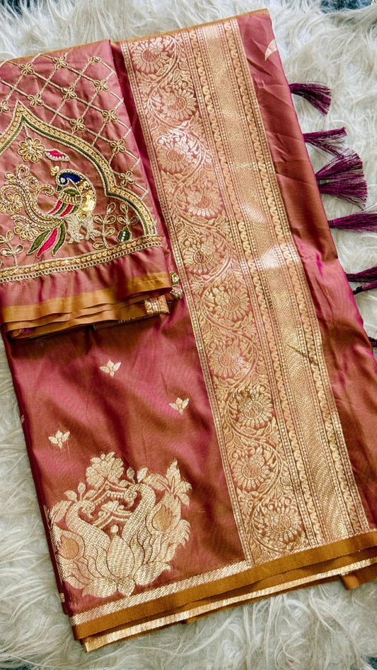 Royal Paithani Silk Saree with Vibrant Heavy Aari Work Blouse