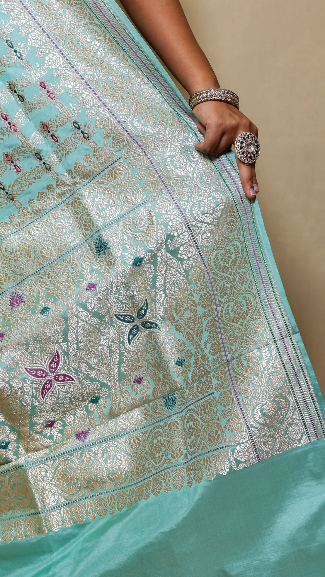 Firoza Green Pure Katan Silk