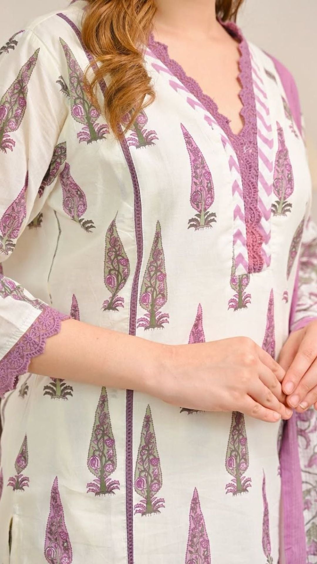 Premium Jaipuri Cotton Suit Set with Bagru Print & Mirror Work