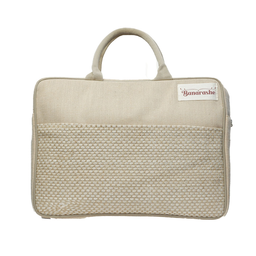 Eco Friendly Cream Jute Laptop Office Bag