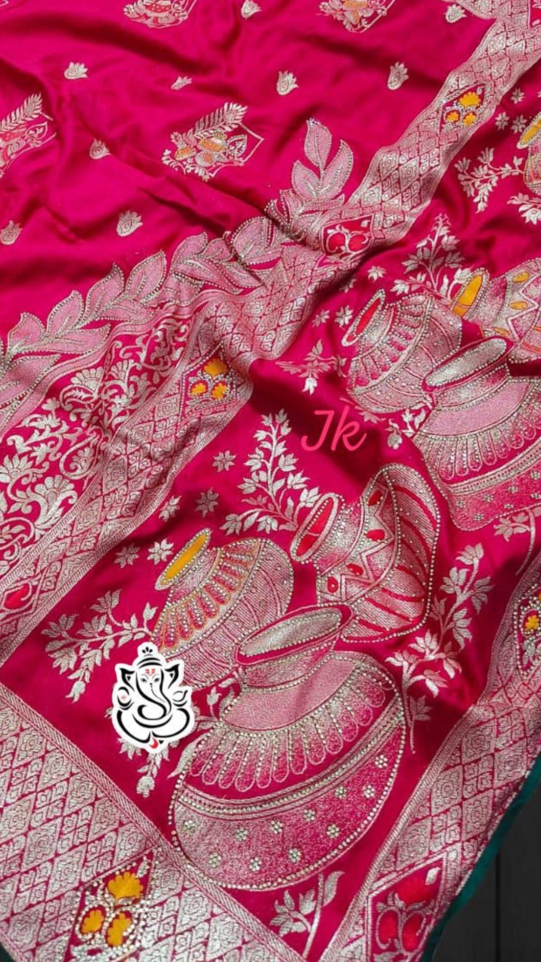 Rani Pink Pure Dola Banarasi Saree