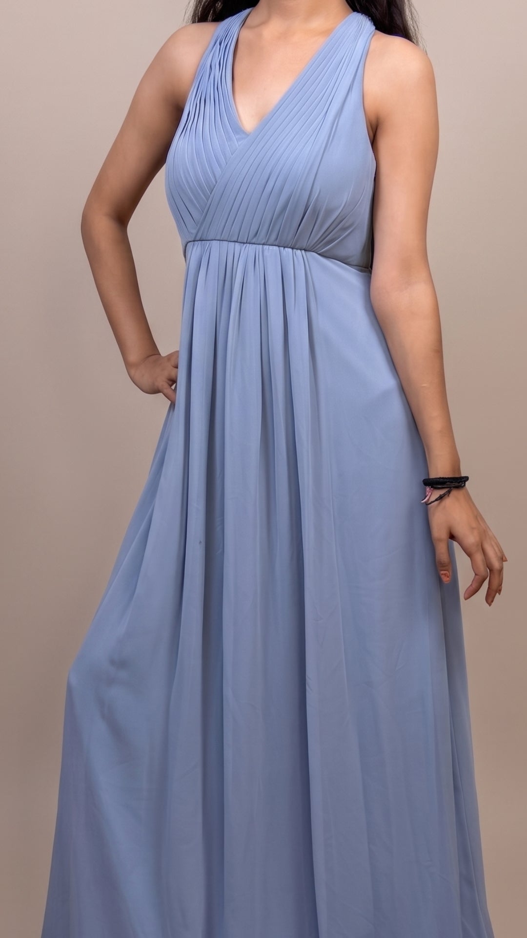 Banarashe Women’s Sky Blue Backless Strappy Maxi Dress