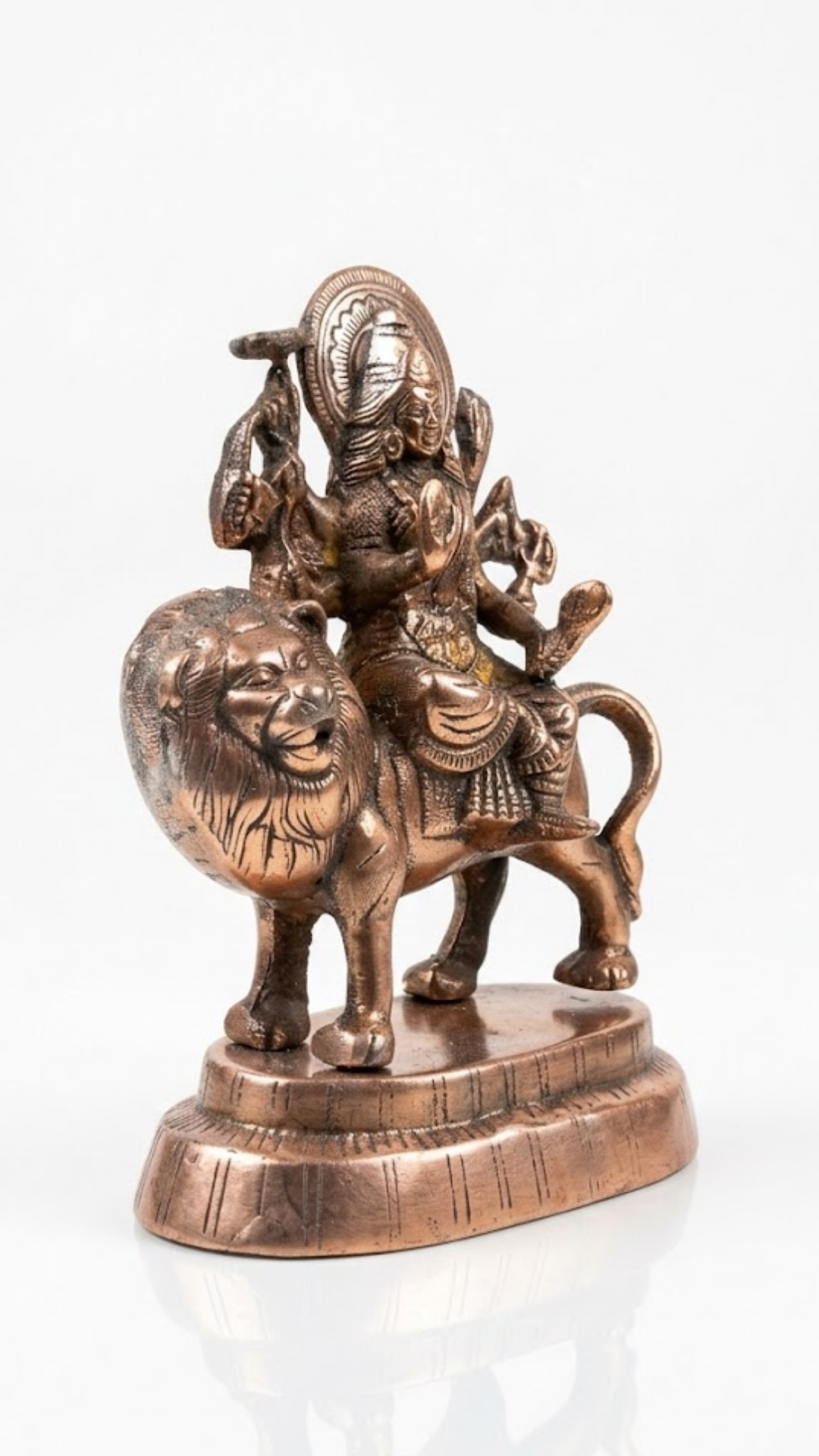 Antique Brass Maa Durga Idol with Lion – Elegant Traditional Pooja & Home Décor