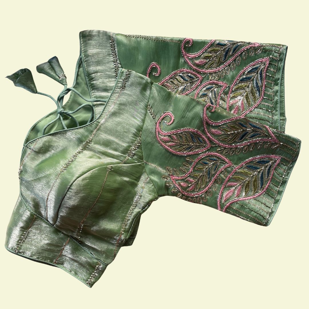 Mint Green Multi-Sequence Paisley Designer Blouse