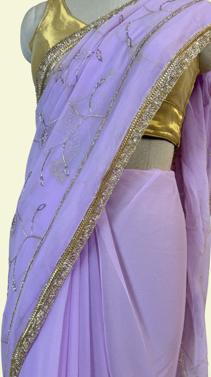 Lavender Chiffon Saree for Women