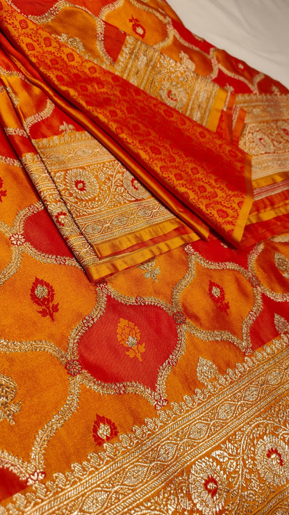 Flame of Vermilion Banarasi Silk Saree