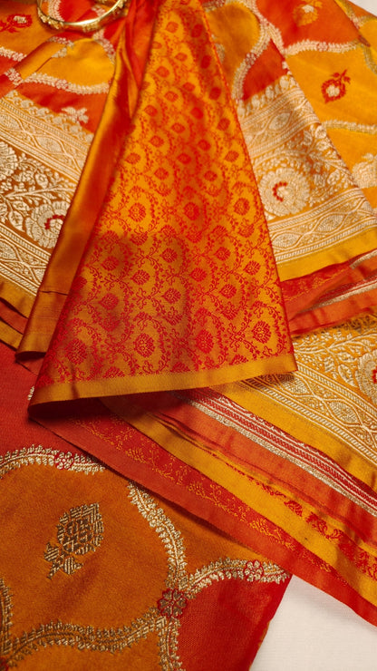 Flame of Vermilion Banarasi Silk Saree