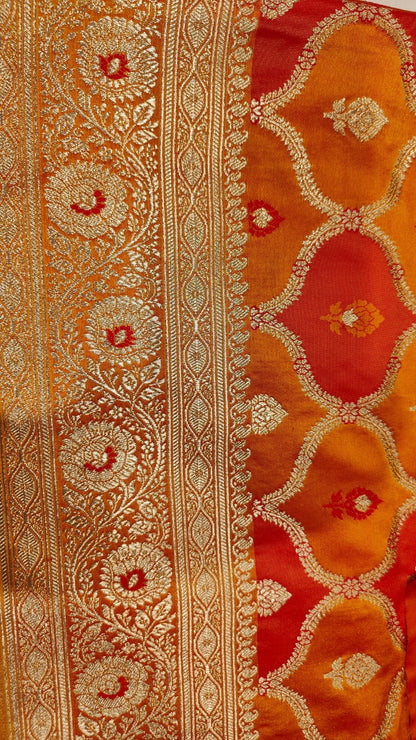 Flame of Vermilion Banarasi Silk Saree
