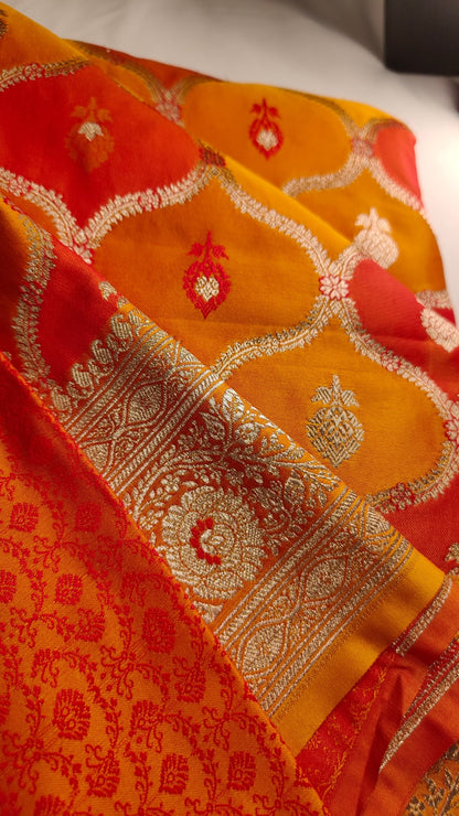 Flame of Vermilion Banarasi Silk Saree