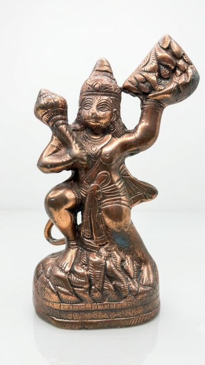 Antique Brass Lord Hanuman Idol – Powerful Bajrangbali Statue for Pooja & Home Décor