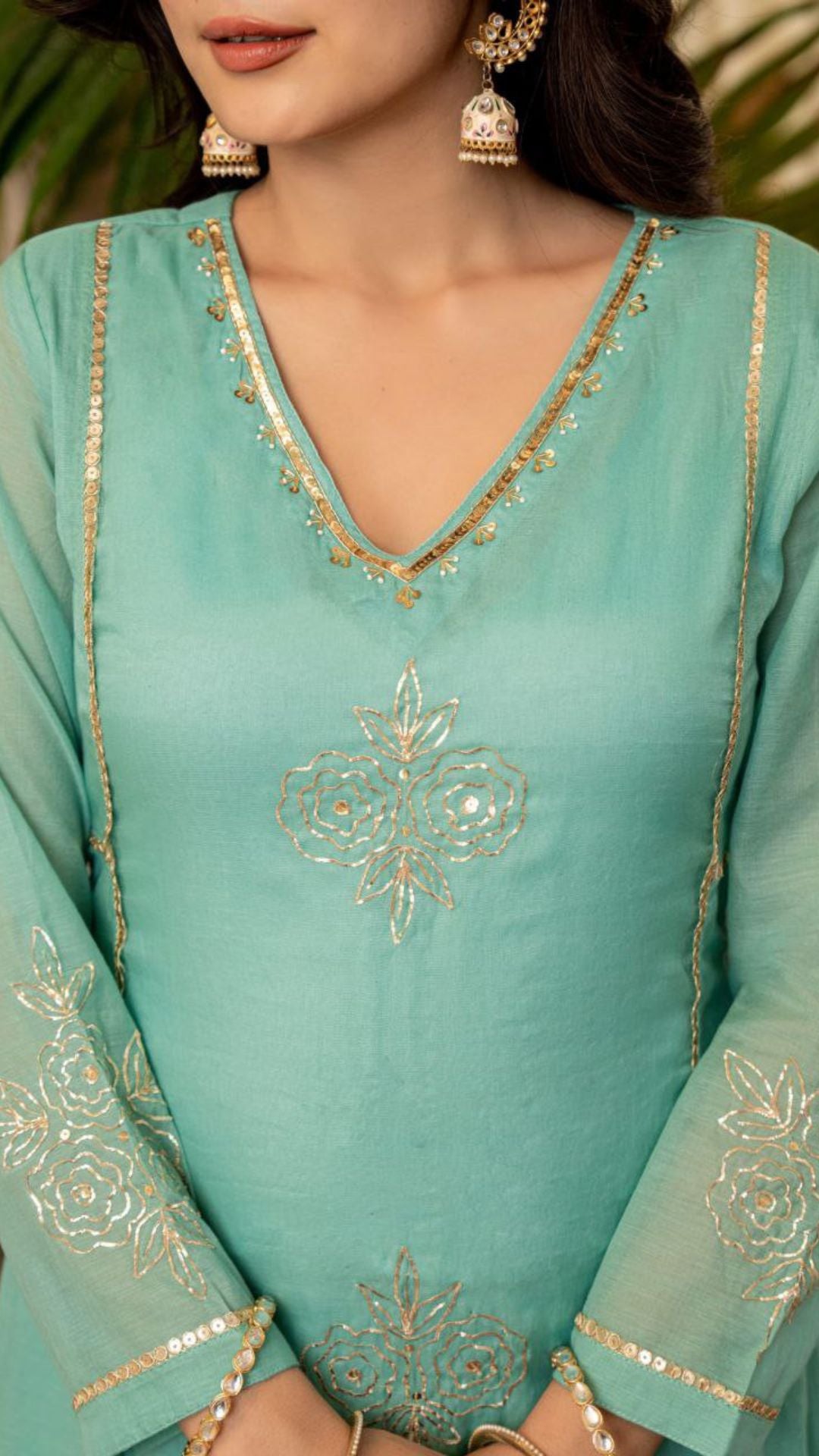 Premium Mul Chanderi Embroidered Suit Set