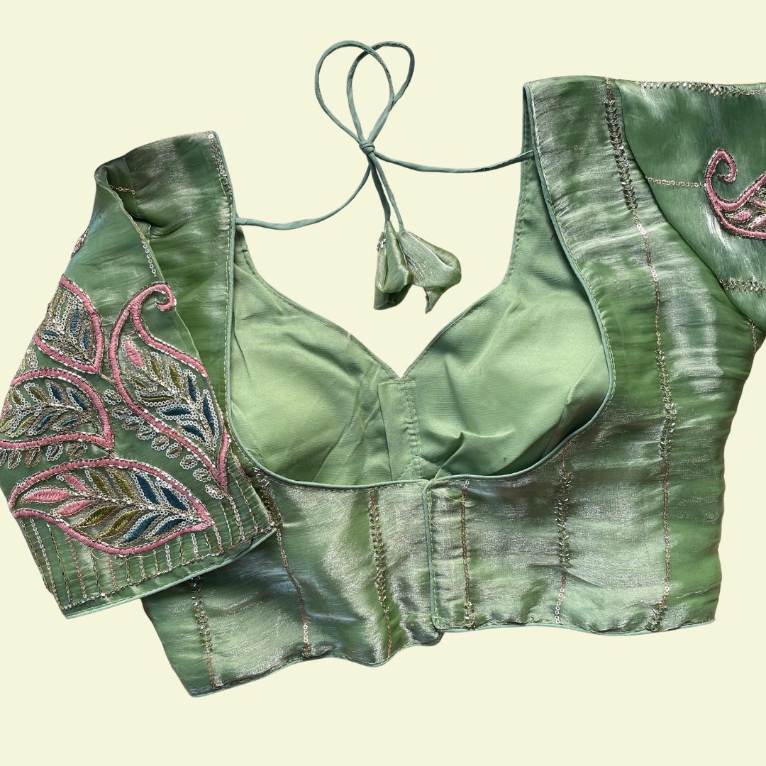 Mint Green Multi-Sequence Paisley Designer Blouse