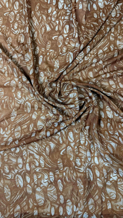 Geometric Print Banarasi Georgette Saree  (Brown)