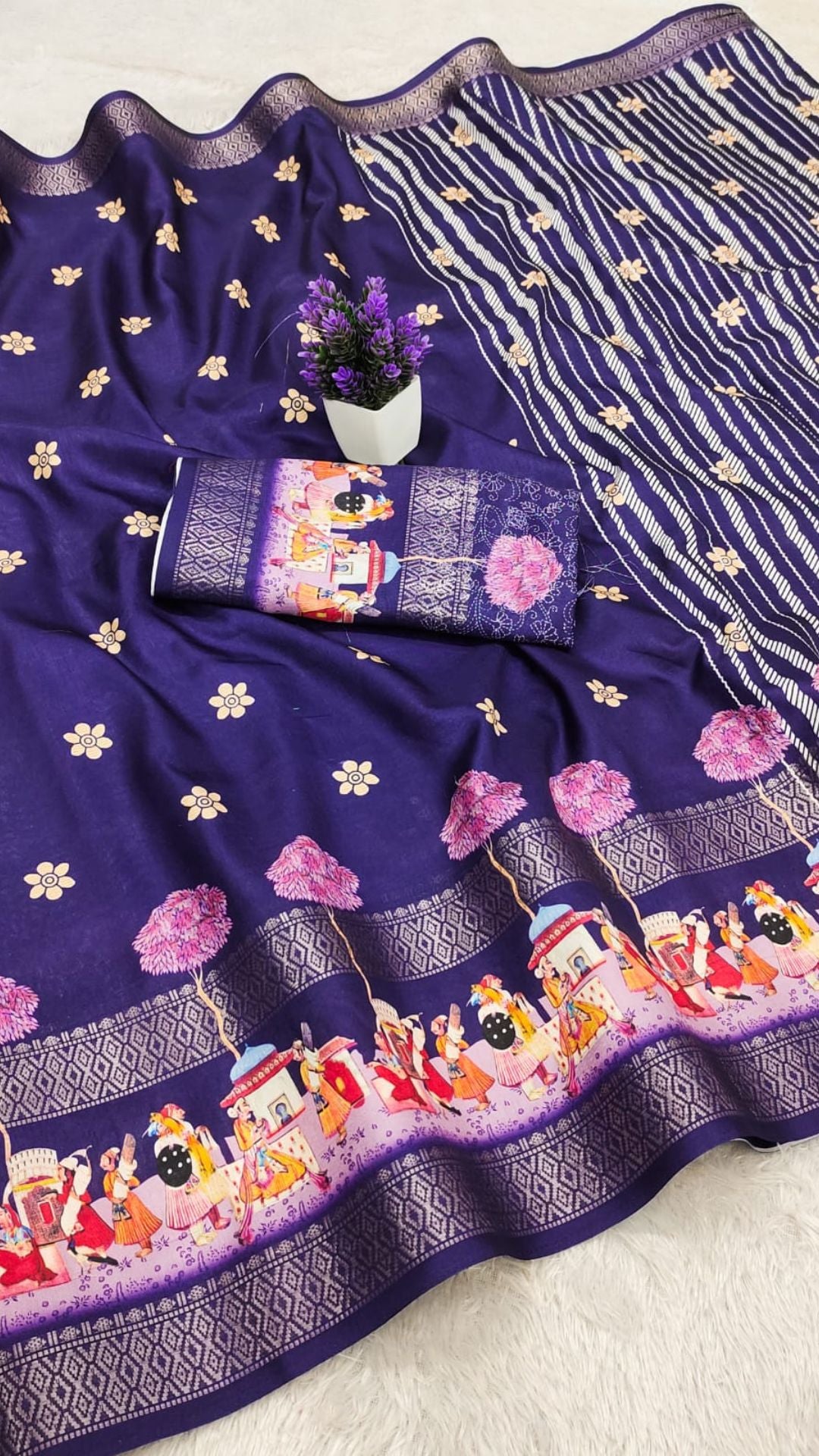 Dola Silk Saree with Colorful Butti Design & Bentex Border