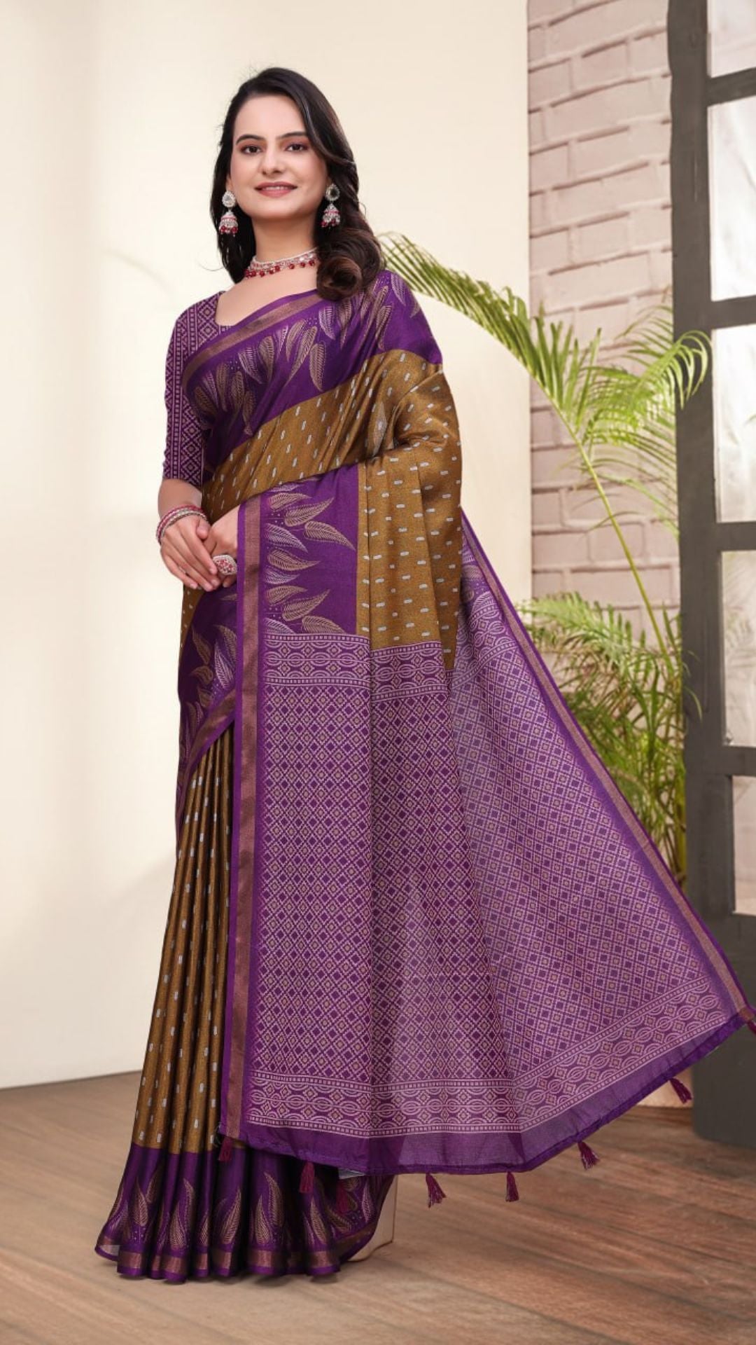 Elegant Purple Mal Cotton Saree with Designer Pallu & Contrast Weaving